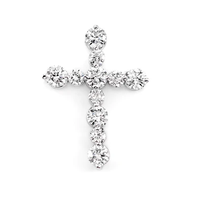 Shared Prong Hidden Bail Diamond Cross Pendant 14k Solid Gold 1.00ctw 