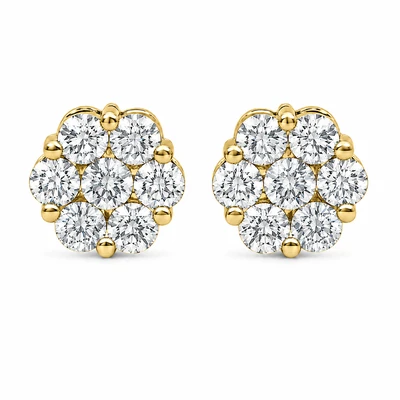 Flower Stud Earrings 14k   4.00ctw