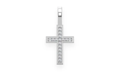 Angled Cross Diamond Pendant 14k Solid Gold 0.05ctw