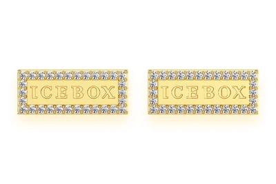 Icebox Bar Logo Stud Diamond Earrings 14k Solid Gold 0.20ctw