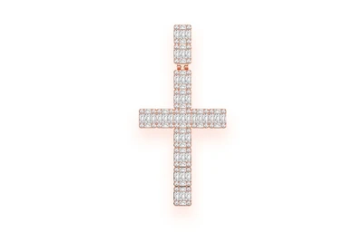 Royal Baguette Cross Pendant 14k   