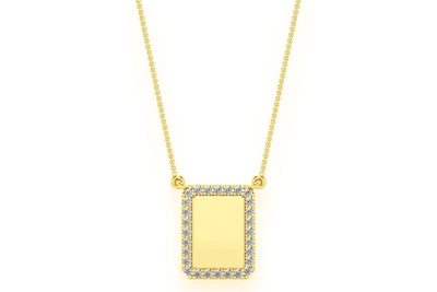 Rectangle Picture Diamond Necklace Connected 14k Solid Gold 0.15ctw