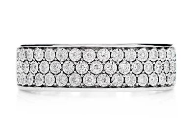 Three Row Miracle Set Diamond Band Ring 14k Solid Gold 0.30ctw