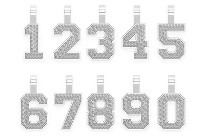 Medium Jersey Number Diamond Pendant 14k Solid Gold 0.35ctw