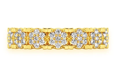 Cluster Diamond Band 14k Solid Gold 0.55ctw