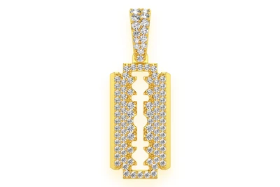 Razor Blade Diamond Pendant 14k Solid Gold 0.50ctw