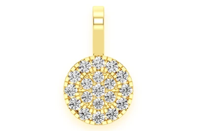 Round Two Tier Halo Diamond Pendant 14k Solid Gold 0.55ctw