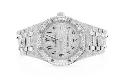 Audemars Piguet Royal Oak Steel - 32.00ctw Fully Iced Out