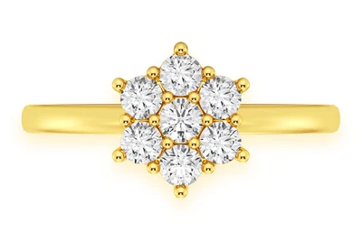 Flower Diamond Ring 14k Solid Gold 0.50ctw