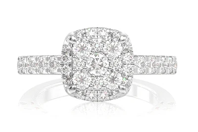 1.00ctw - Square Cluster Halo - Diamond Engagement Ring - All Natural
