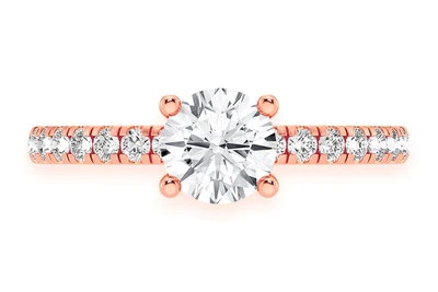 Round Solitaire One Row Under Halo Ring 14k   