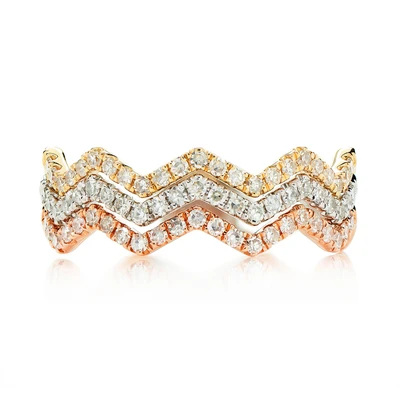 Three Row Wavy Ring 14k   