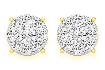 1.50ctw Mosaic Stud Diamond Earrings 14k Solid Gold