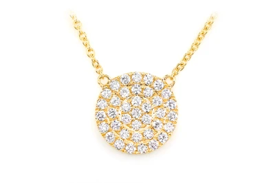 Round Double Halo Cluster Pendant Attached Necklace 14k Solid Gold 0.40ctw