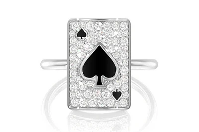 Spade Playing Card Diamond Ring 14k Solid Gold 0.50ctw