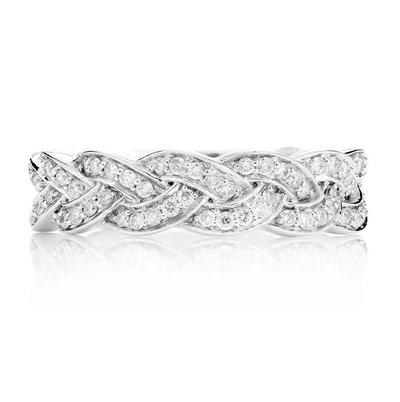 Braided Diamond Band 14k Solid Gold 0.33ctw