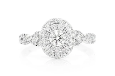 1.00ctw - Twisted Oval Double Halo - Diamond Engagement Ring - All Natural