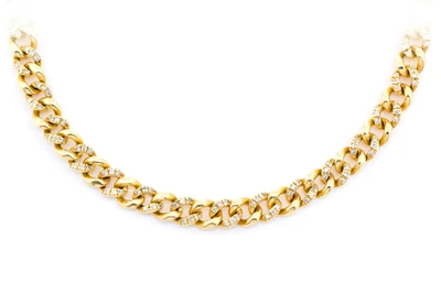 5MM Miami Cuban Half Link Diamond Necklace 14k Solid Gold 2.50ctw