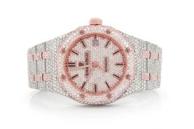 Audemars Piguet Royal Oak 18k Rose Gold & Steel 41MM - Fully Iced Out