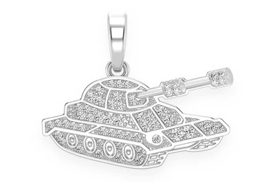Battle Tank Pendant 14k   