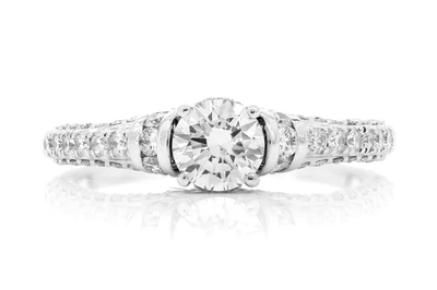 0.50ct Round Cathedral Diamond Engagement Ring - All Natural - 14k Solid Gold