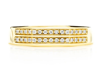 Two Row Channel Set Diamond Band Ring 14k Solid Gold 0.12ctw 