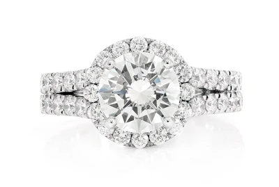 Sphinx - Round Halo Split Shank Diamond Ring 14k Solid Gold 3.29ctw