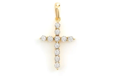 Tiny Diamond Cross 14k Solid Gold 0.05ctw