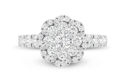 1.50ct - Round Cluster Floral - Diamond Engagement Ring - All Natural