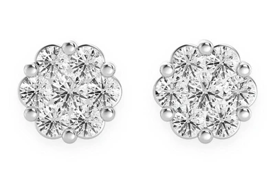 1.00ctw Flower Stud Diamond Earrings 14k Solid Gold 