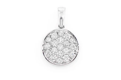Circle Medallion Diamond Pendant 14k Solid Gold 0.33ctw