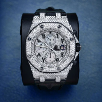 Audemars Piguet Royal Oak Offshore Ss 10.78ctw Fg/vs Leather Strap Custom Dia (??) Serial G275251 No Card