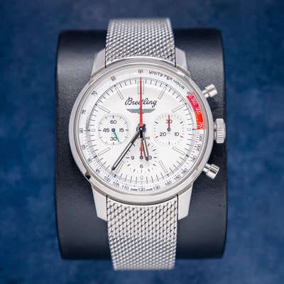 Breitling Top Time B01 (ab0176) "ford Thunderbird" Edition - Steel Mesh Bracelet - Watch, Box, Card