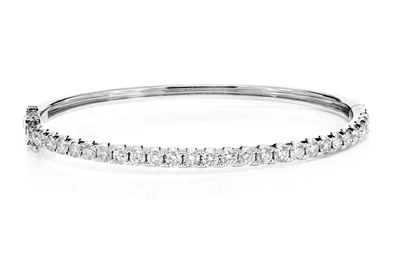 Diamond Hinged Bangle Bracelet Platinum 2.50ctw