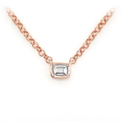 Baguette Solitaire Pendant 14k   
