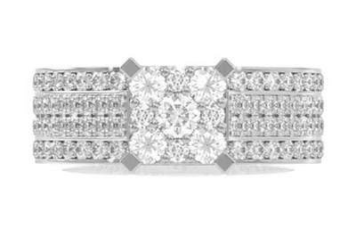 Round Halo Wide Engagement Ring 1.50ctw