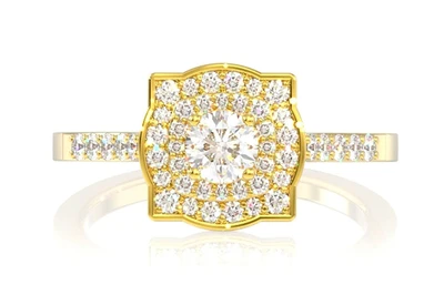 Double Halo Under Heart Ring 14k   