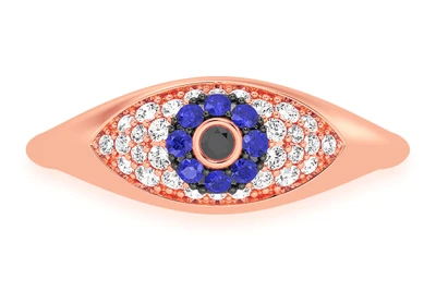 Bubbly Evil Eye Signet Ring 14k   
