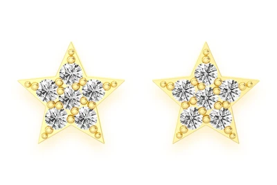 Mini Five Point Star Stud Earrings 14k   0.05ctw