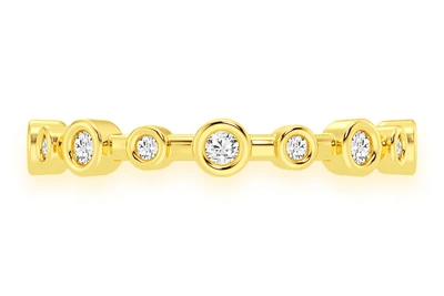Two Size Bezel Diamond Band 14k Solid Gold