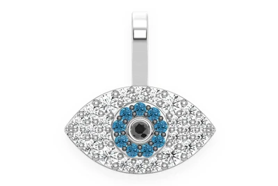 Evil Eye Diamond Pendant 14k Solid Gold 0.20ctw