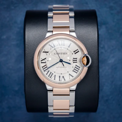 Cartier Ballon Bleu 36MM (w2bb0003) Steel & Rose Gold - White Roman Dial - Undated Card & Box
