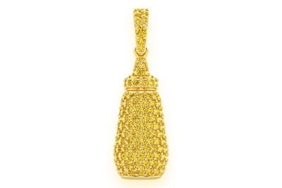 Mustard Bottle Yellow Sapphire Pendant 14k Solid Gold 0.90ctw