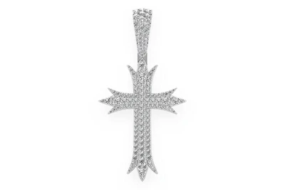 Deco Cross Diamond Pendant 14k Solid Gold 3.75ctw
