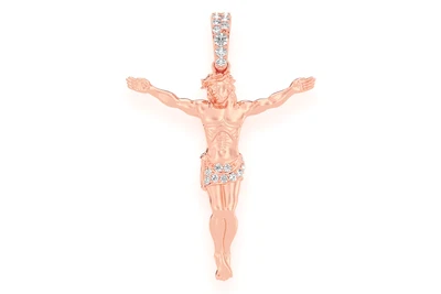Crucifix Half Diamond Pendant 14k   