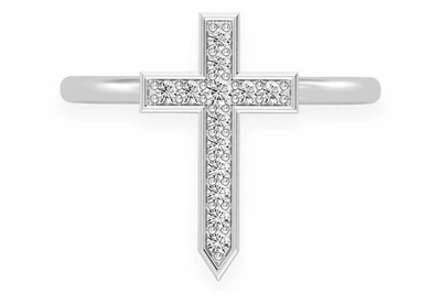 Bordered Point Cross Ring 14k   