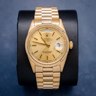 Rolex Day-Date 36MM (18038) Presidential Yellow Gold - 1988 Watch & Box