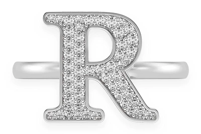 Letter R Diamond Ring 14k Solid Gold 0.50ctw