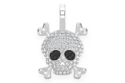 Skull Crossbones Diamond Pendant 14k Solid Gold 0.45ctw