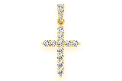 Basket Cross Diamond Pendant 14k Solid Gold 0.40ctw